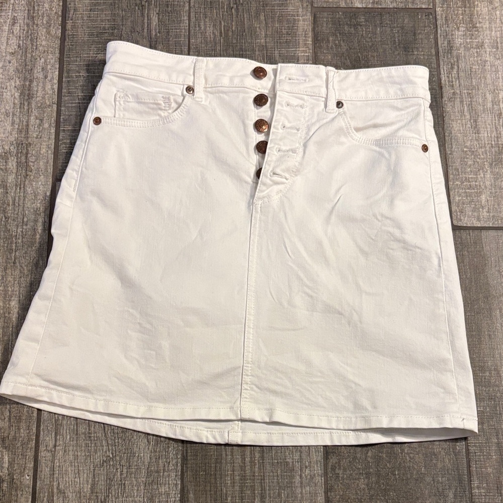 LOFT White Denim Mini Skirt